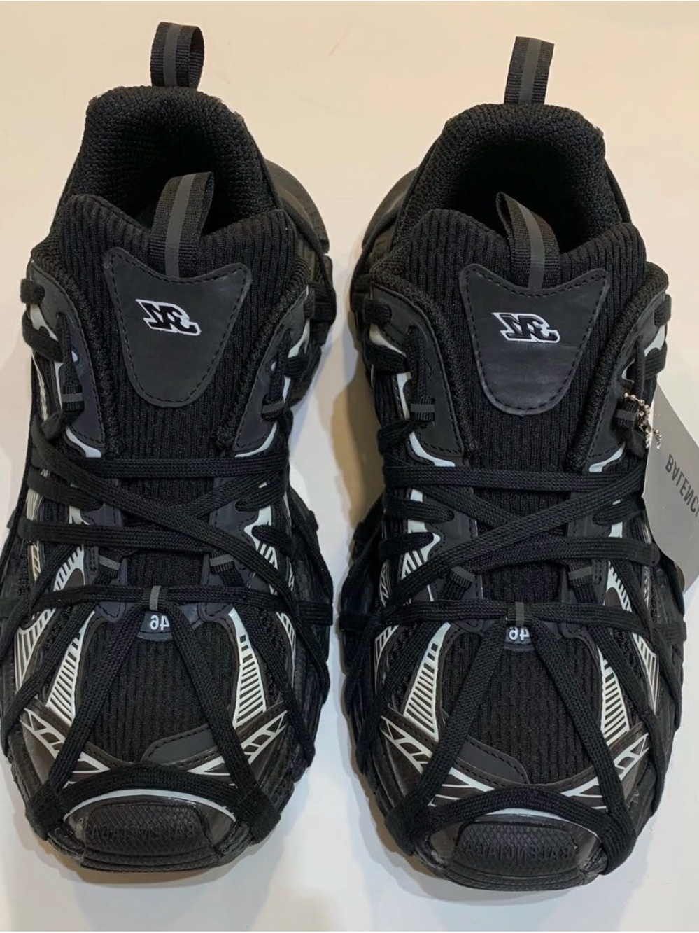 Balenciaga Black & White Trail Lace-Up Runner Sneakers - Picture 8 of 11